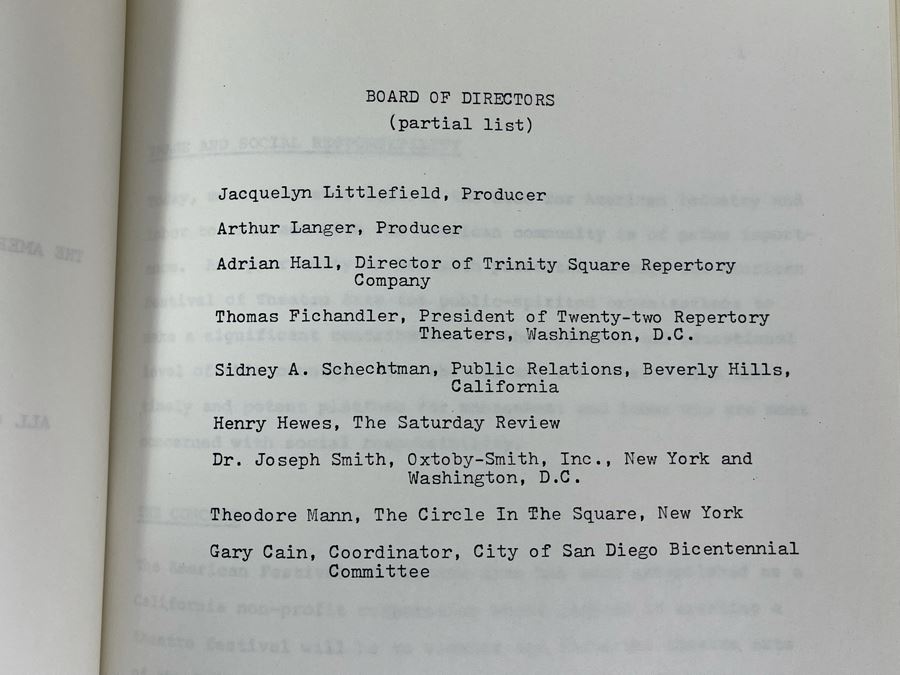 JUST ADDED - Five Copies Of The American Festival Of Theatre Arts 1776-1976 Bicentennial Promotional Documents Spreckels Hippodrome Theatre San Diego, CA [Photo 4]