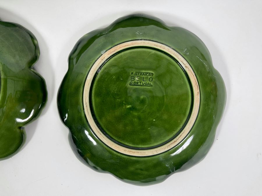 JUST ADDED - Collection Of Four Faiancas Belo Majolica Portugal Green Geranium Plates 8R [Photo 4]