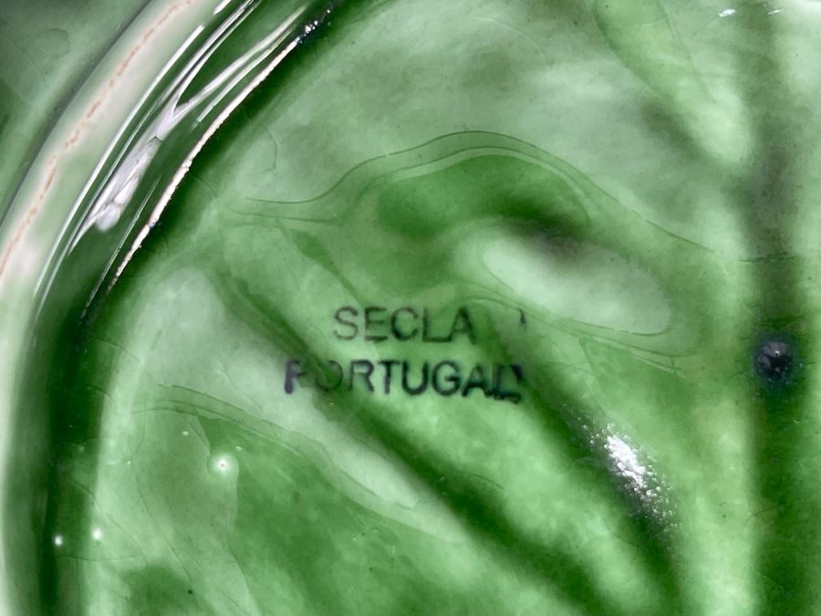 JUST ADDED - Set Of Six Vintage Secla Portugal Green Cabbage Leaf Plates 8W [Photo 8]