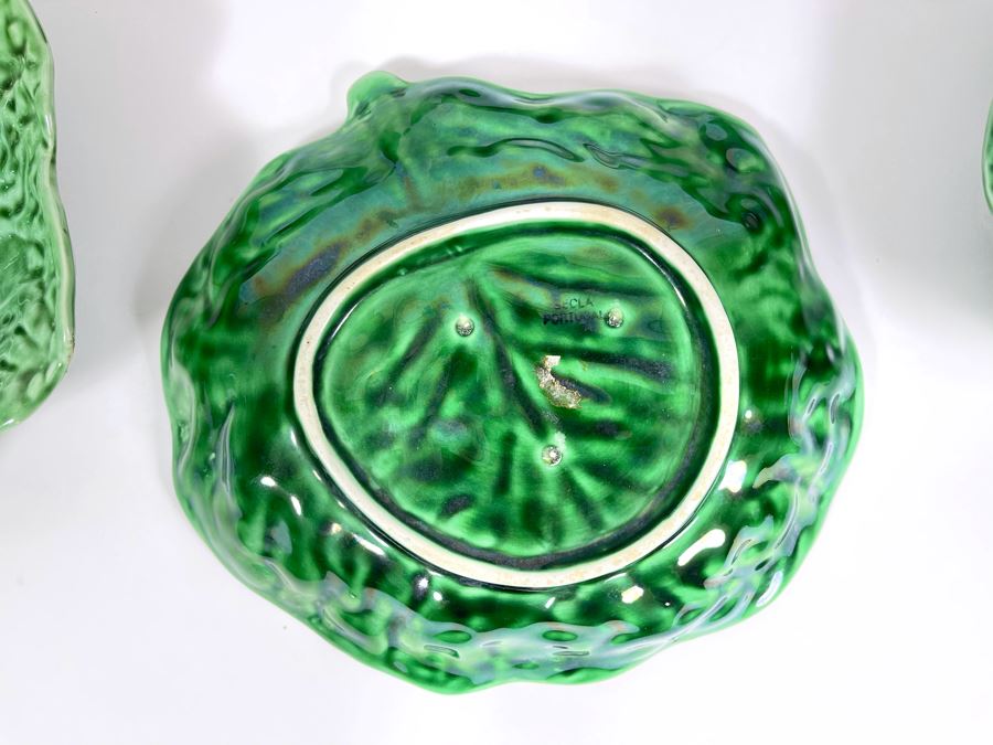JUST ADDED - Set Of Six Vintage Secla Portugal Green Cabbage Leaf Plates 8W [Photo 6]