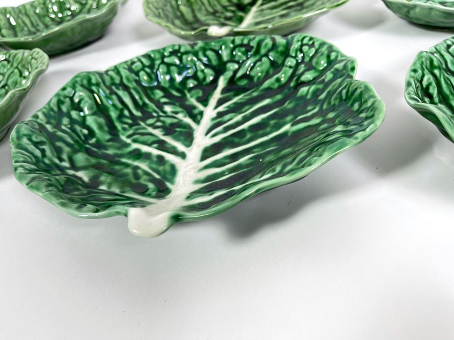 JUST ADDED - Set Of Six Vintage Secla Portugal Green Cabbage Leaf Plates 8W [Photo 5]