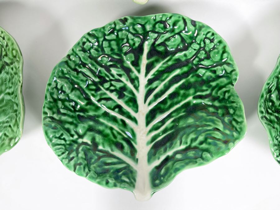 JUST ADDED - Set Of Six Vintage Secla Portugal Green Cabbage Leaf Plates 8W [Photo 3]