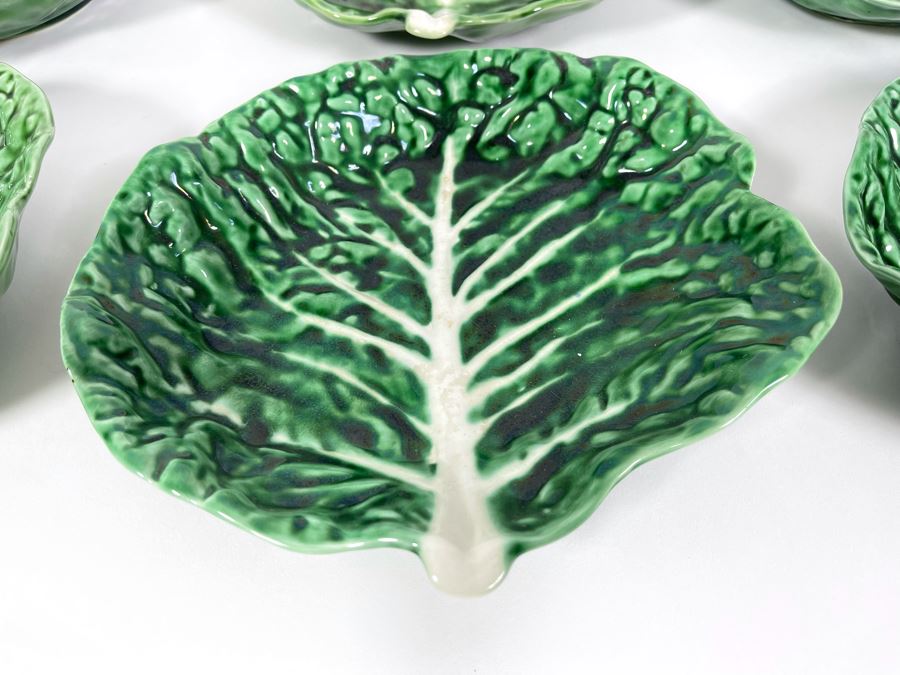 JUST ADDED - Set Of Six Vintage Secla Portugal Green Cabbage Leaf Plates 8W [Photo 4]
