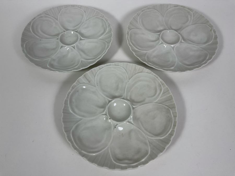 JUST ADDED - Set Of Three Pillivuyt France Oyster Plates 8.75W [Photo 3]