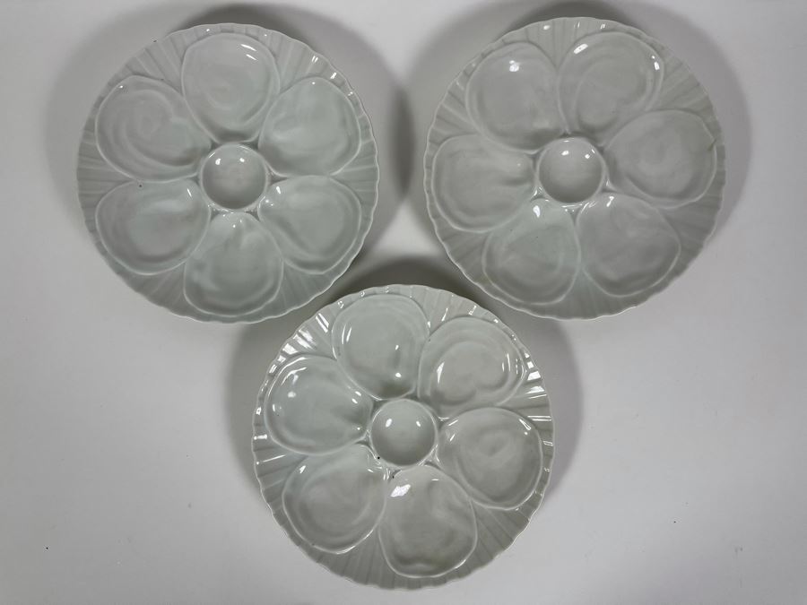 JUST ADDED - Set Of Three Pillivuyt France Oyster Plates 8.75W [Photo 2]