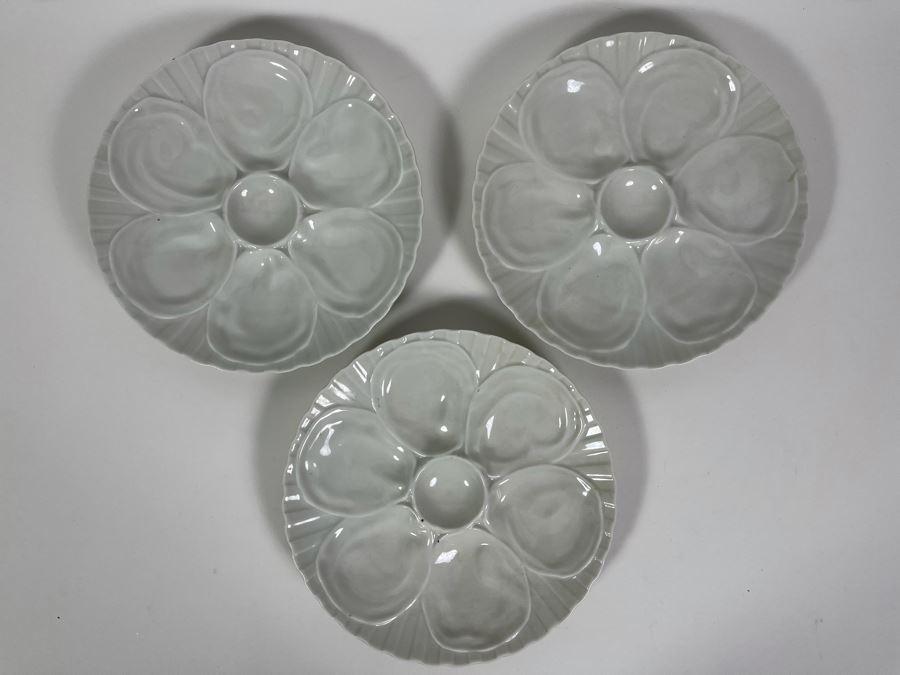 JUST ADDED - Set Of Three Pillivuyt France Oyster Plates 8.75W [Photo 1]