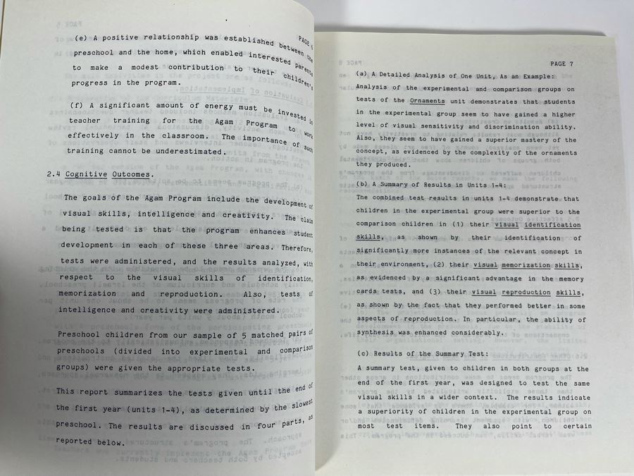 JUST ADDED - Vintage 1984 Progress Report No 2 Of The Agam Project - A Research And Curriculum Development Program In Visual Education For Kids From The Weizmann Institue Of Science Rehovot Israel Based On Artist Yaacov Agam [Photo 5]