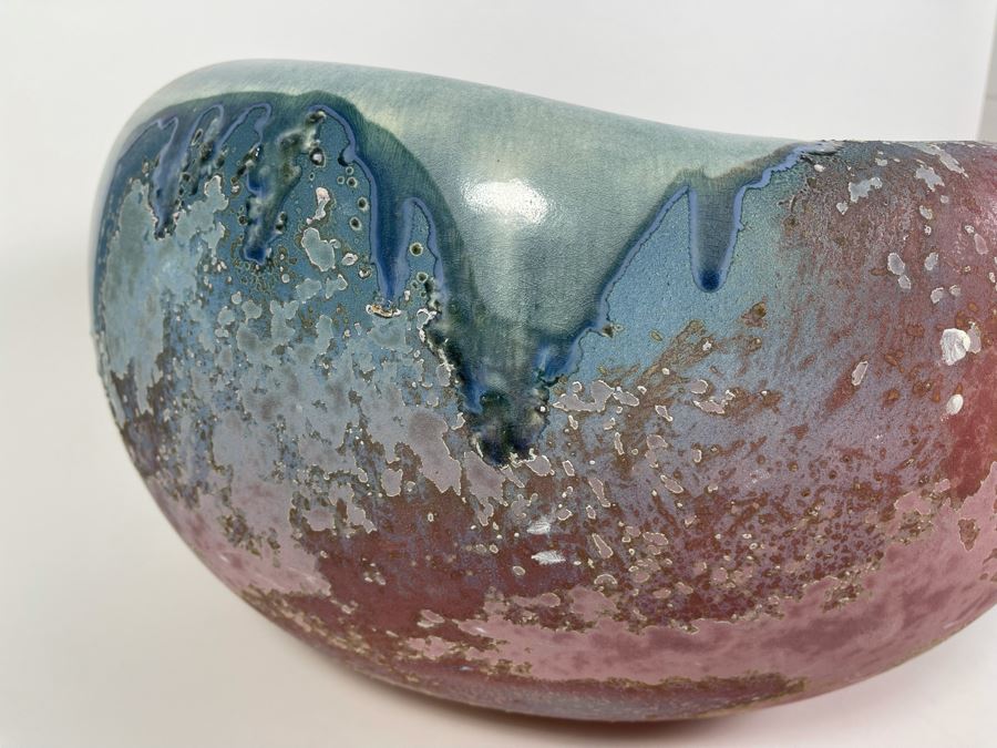 Just Added - Large Signed Tony Evans Raku Pottery Centerpiece Sculpture Bowl 19W X 10H [Photo 7]