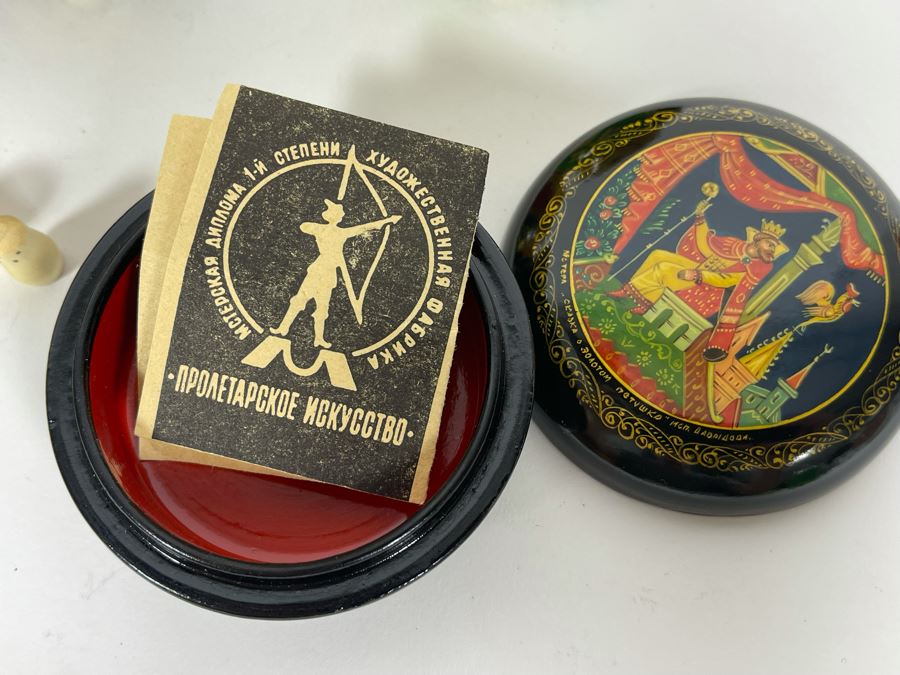 Russian Nesting Doll (9 Dolls) 7H And Russian Hand Painted Signed Lacquer Box 2.75W [Photo 9]