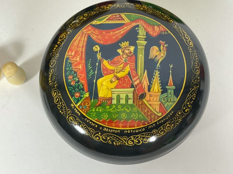 Russian Nesting Doll (9 Dolls) 7H And Russian Hand Painted Signed Lacquer Box 2.75W [Photo 5]