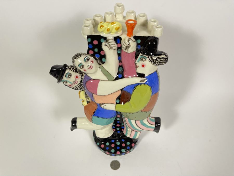 Signed Noi Volkov Pottery Menorah Art Sculpture Russian Artist 9W X 13H [Photo 5]