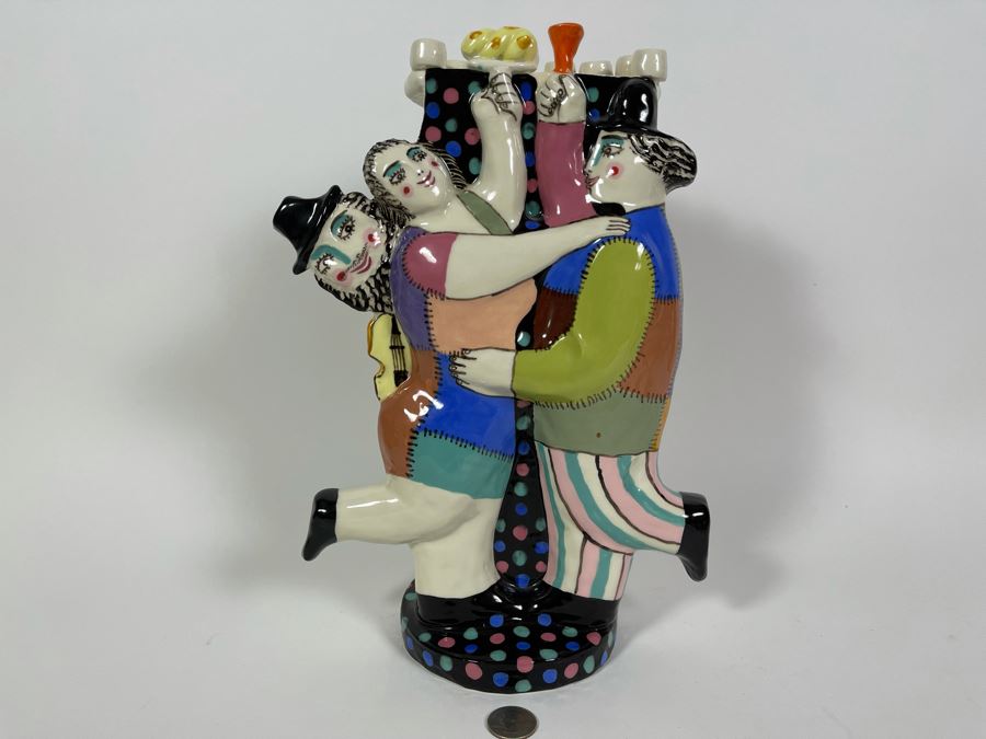 Signed Noi Volkov Pottery Menorah Art Sculpture Russian Artist 9W X 13H [Photo 4]