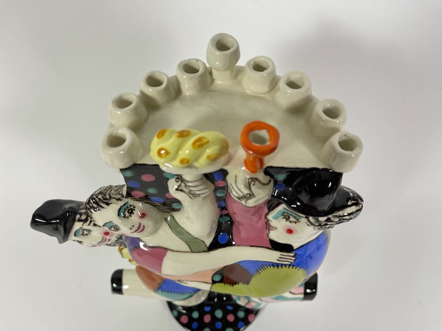 Signed Noi Volkov Pottery Menorah Art Sculpture Russian Artist 9W X 13H [Photo 6]