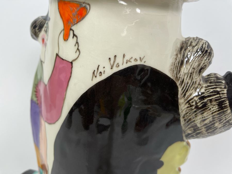 Signed Noi Volkov Pottery Menorah Art Sculpture Russian Artist 9W X 13H [Photo 3]