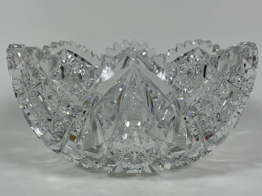 Signed Hawkes Stunning Crystal Centerpiece Bowl 9W X 4H [Photo 9]