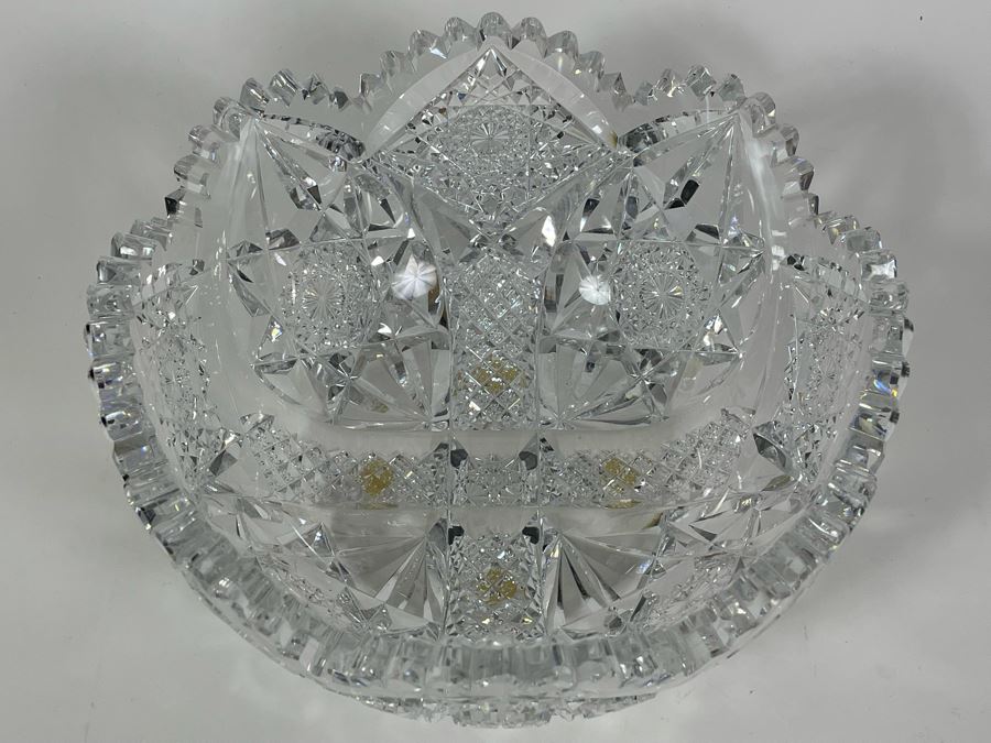 Signed Hawkes Stunning Crystal Centerpiece Bowl 9W X 4H [Photo 6]