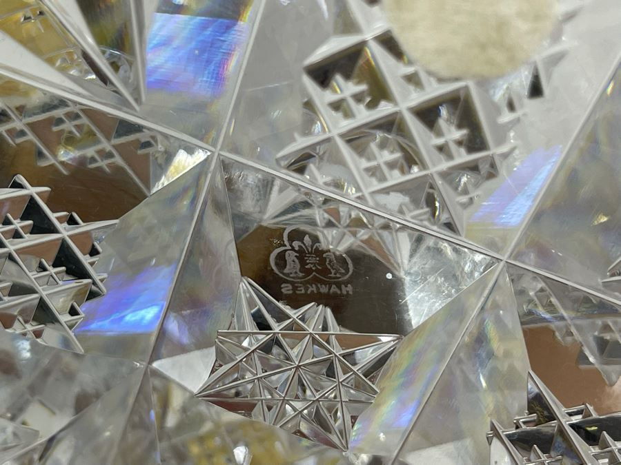 Signed Hawkes Stunning Crystal Centerpiece Bowl 9W X 4H [Photo 19]