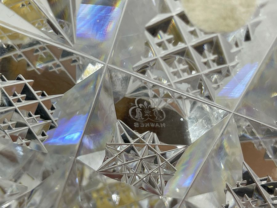 Signed Hawkes Stunning Crystal Centerpiece Bowl 9W X 4H [Photo 18]