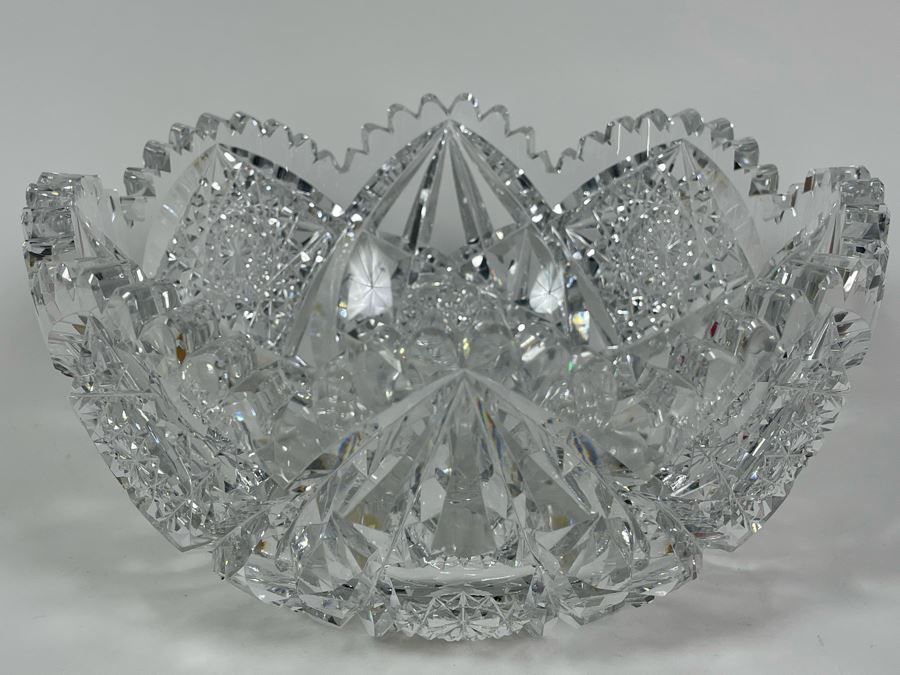 Signed Hawkes Stunning Crystal Centerpiece Bowl 9W X 4H [Photo 10]