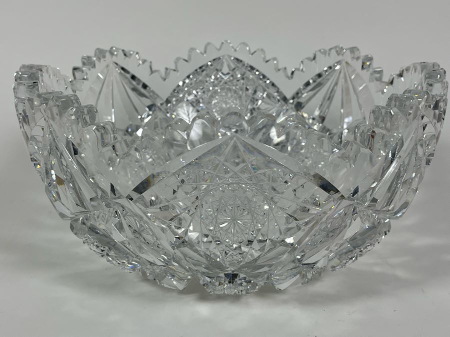 Signed Hawkes Stunning Crystal Centerpiece Bowl 9W X 4H [Photo 4]