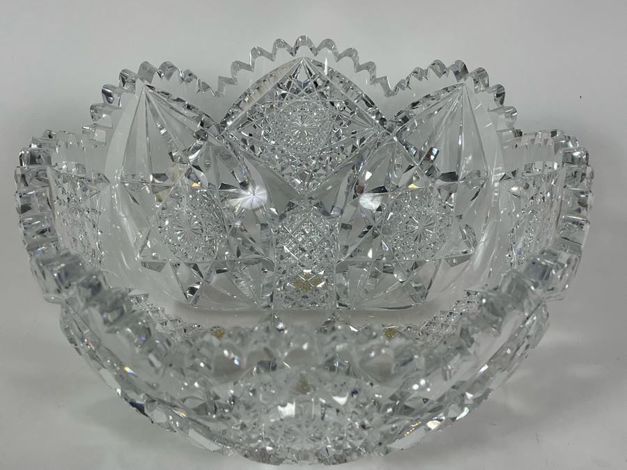 Signed Hawkes Stunning Crystal Centerpiece Bowl 9W X 4H [Photo 5]