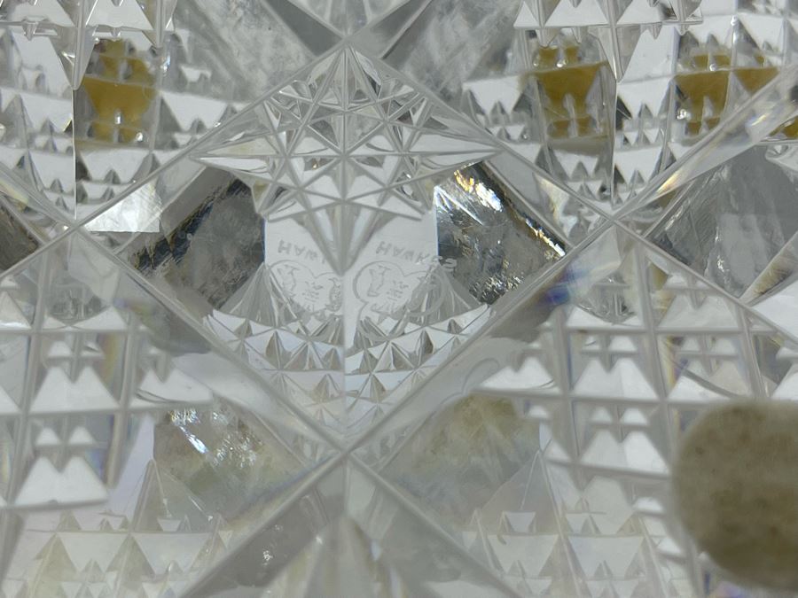 Signed Hawkes Stunning Crystal Centerpiece Bowl 9W X 4H [Photo 16]