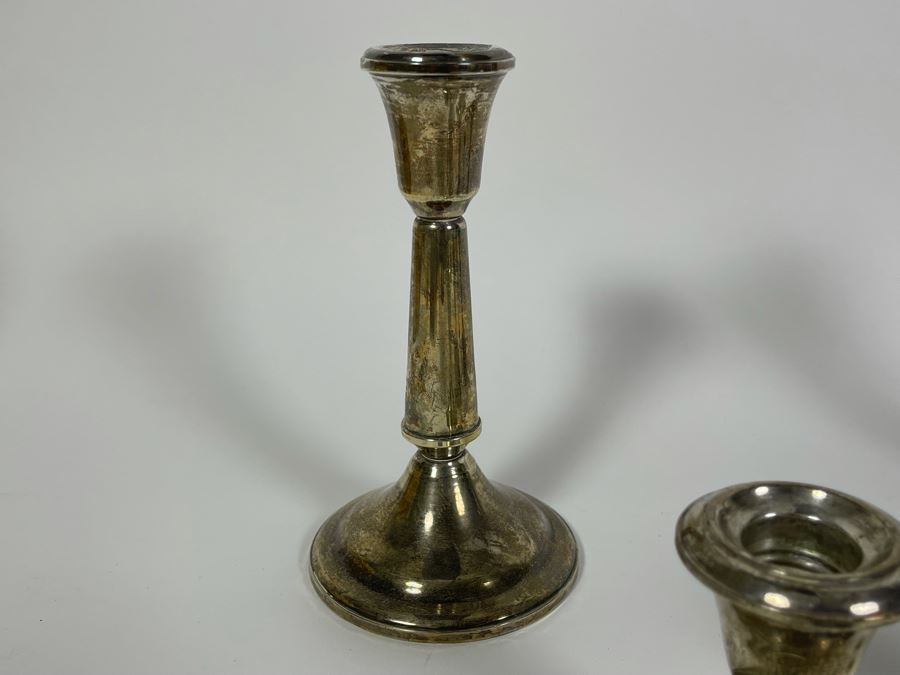 Weighted Sterling Silver Candleholders: Front Two Are Gorham, Middle One Is Cartier, Back Two Are Duchin Silver [Photo 5]