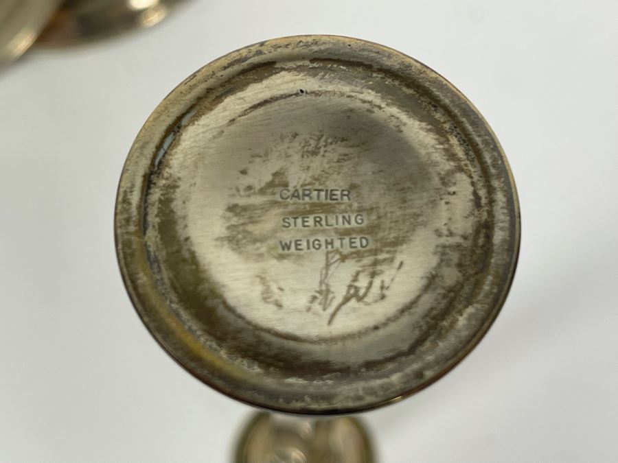 Weighted Sterling Silver Candleholders: Front Two Are Gorham, Middle One Is Cartier, Back Two Are Duchin Silver [Photo 8]