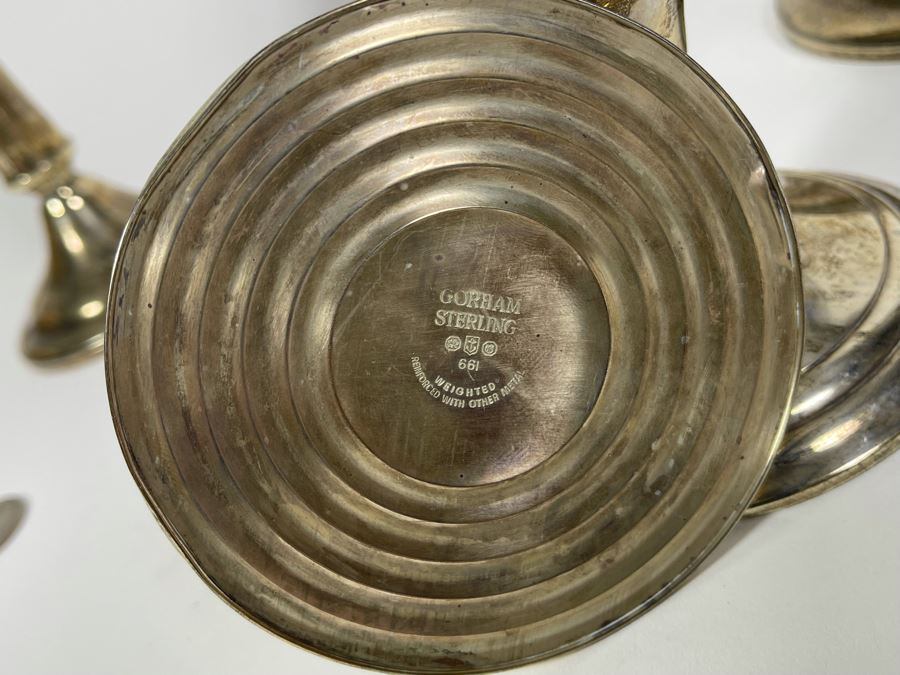 Weighted Sterling Silver Candleholders: Front Two Are Gorham, Middle One Is Cartier, Back Two Are Duchin Silver [Photo 6]