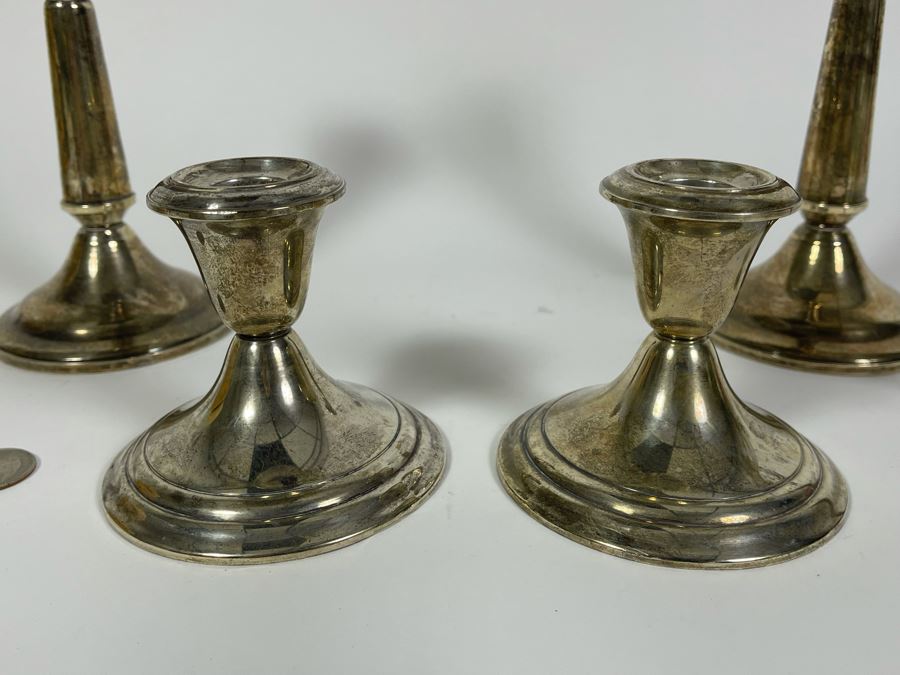 Weighted Sterling Silver Candleholders: Front Two Are Gorham, Middle One Is Cartier, Back Two Are Duchin Silver [Photo 3]