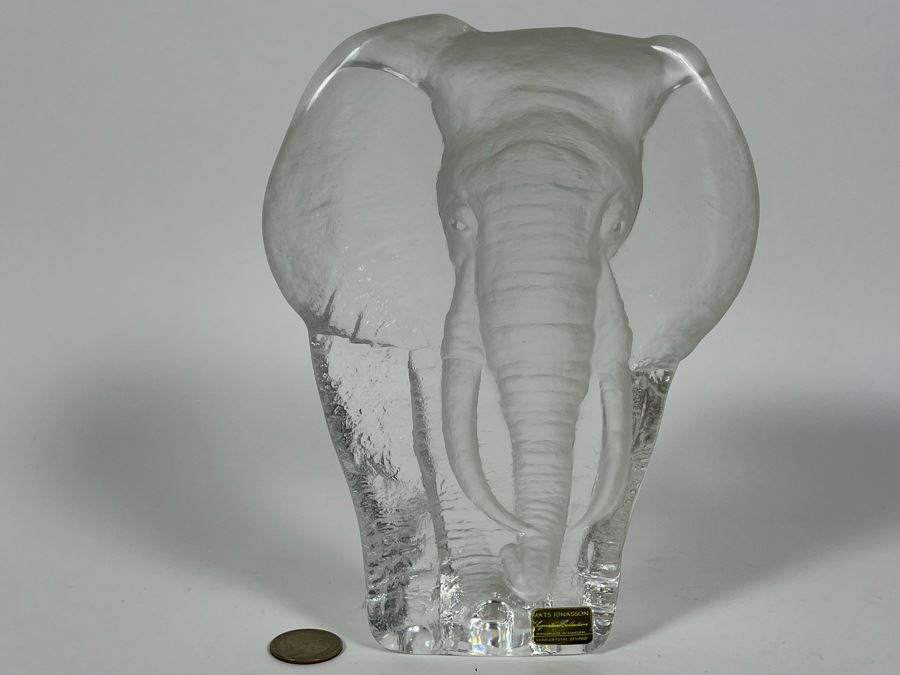 Mats Jonasson Signature Collection Crystal Elephant Handmade In Sweden Signed [Photo 8]