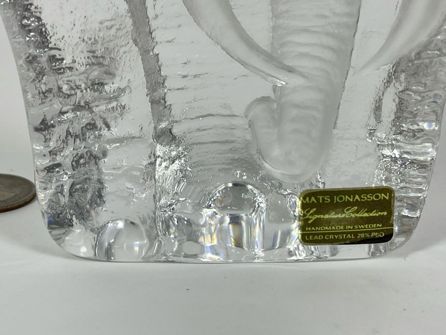 Mats Jonasson Signature Collection Crystal Elephant Handmade In Sweden Signed [Photo 10]