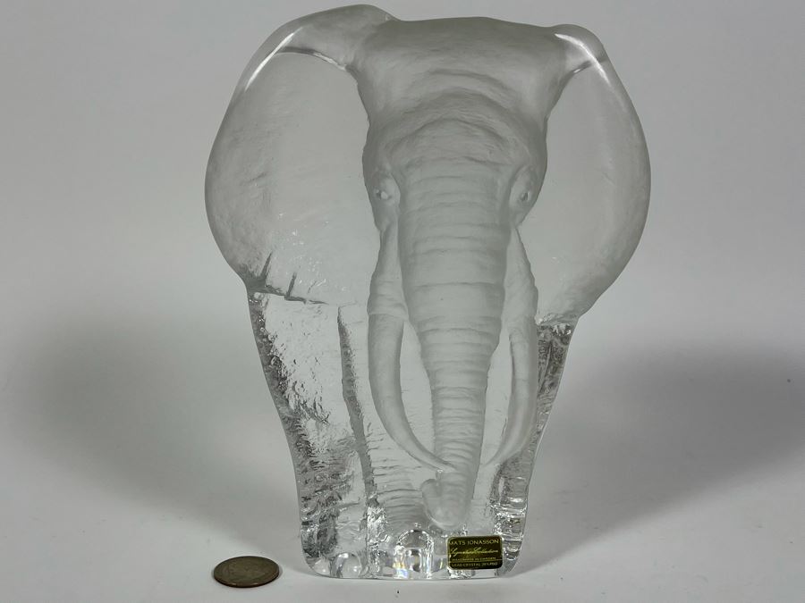 Mats Jonasson Signature Collection Crystal Elephant Handmade In Sweden Signed [Photo 2]