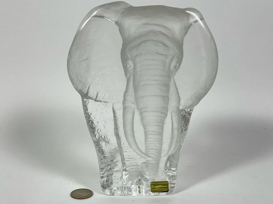 Mats Jonasson Signature Collection Crystal Elephant Handmade In Sweden Signed [Photo 1]