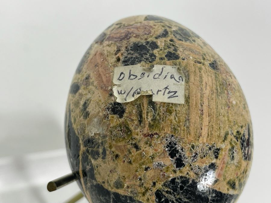 Polished Obsidian With Quartz Egg With Stand [Photo 8]