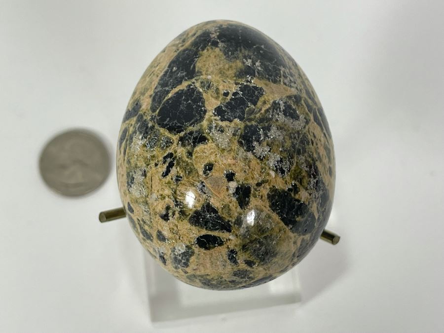 Polished Obsidian With Quartz Egg With Stand [Photo 9]