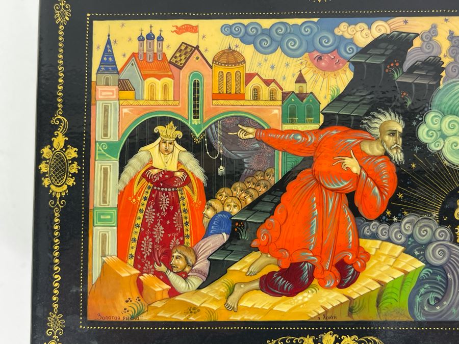 Hand Painted Signed Russian Lacquer Box 5.5W X 4D X 1H [Photo 4]