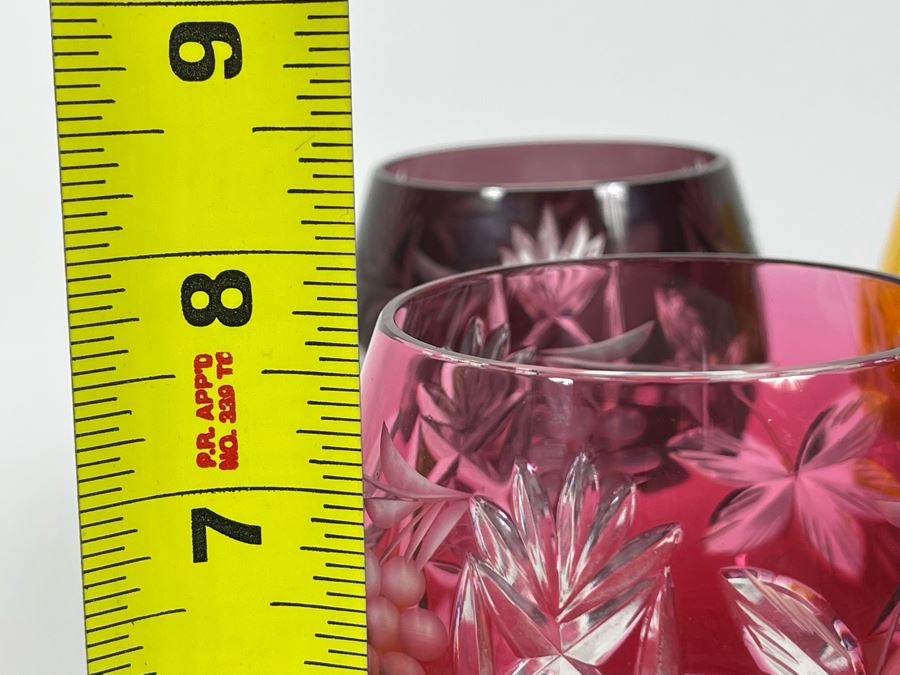 (6) Colored Cut Crystal Stemware Glasses 7.5H [Photo 8]