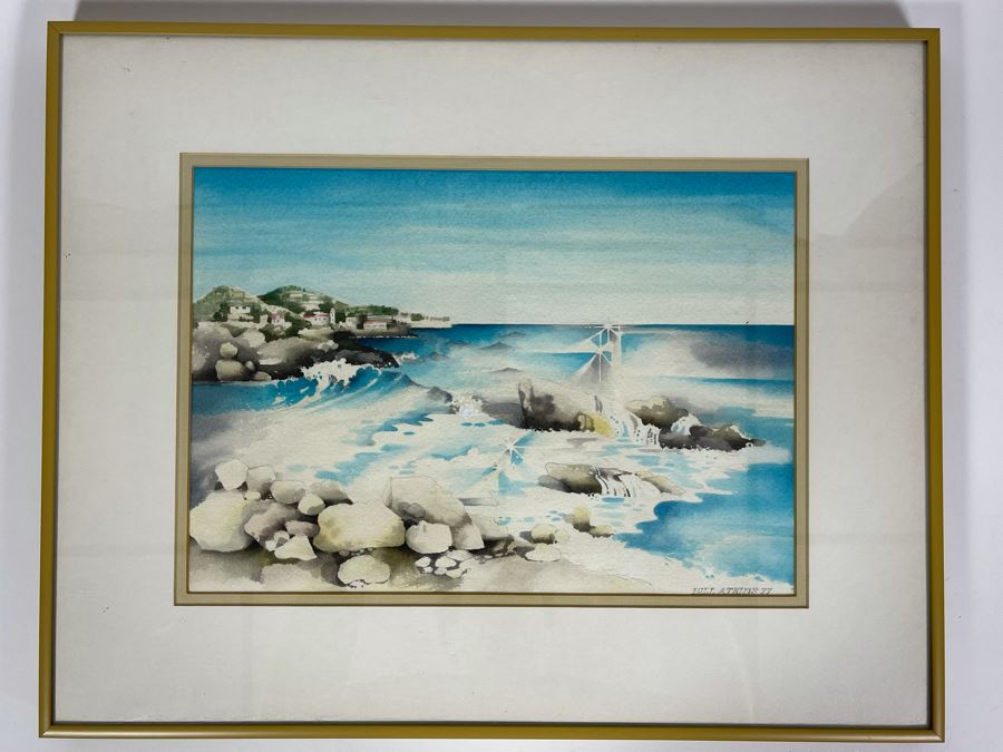 Framed Original Watercolor Painting By Bill Atkins 1977 13.5 X 9.5 [Photo 2]