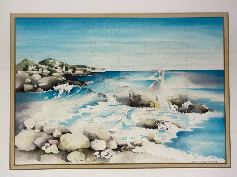 Framed Original Watercolor Painting By Bill Atkins 1977 13.5 X 9.5 [Photo 5]