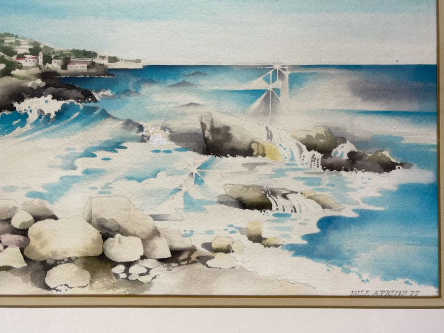Framed Original Watercolor Painting By Bill Atkins 1977 13.5 X 9.5 [Photo 8]