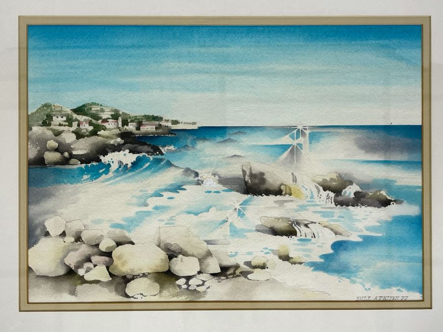 Framed Original Watercolor Painting By Bill Atkins 1977 13.5 X 9.5 [Photo 3]