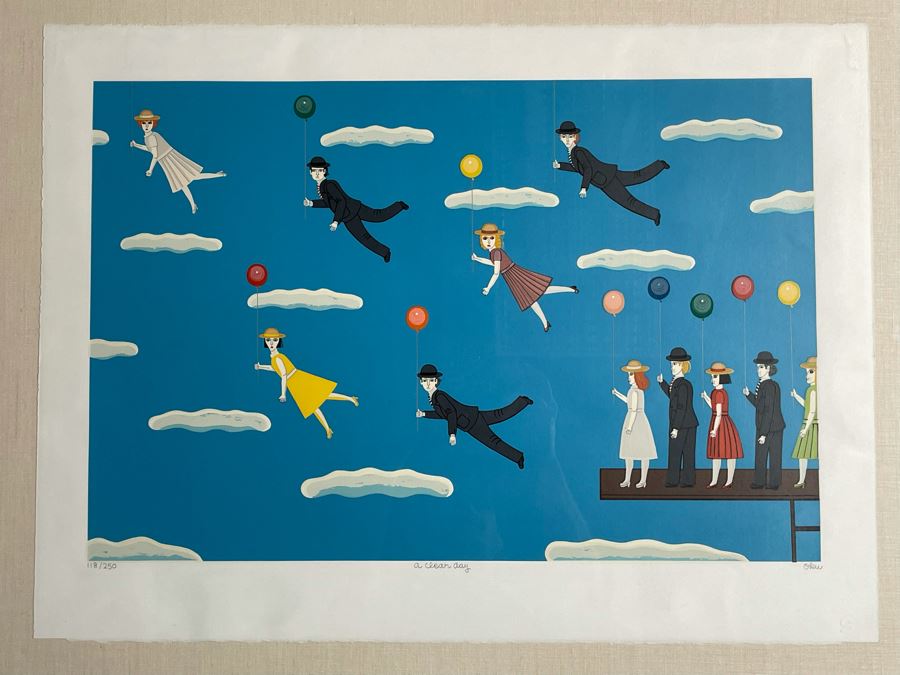 Limited Edition Hand Signed Serigraph Print Artwork By Shigeo Okumura Oku Titled “A Clear Day” 28 X 22 [Photo 4]