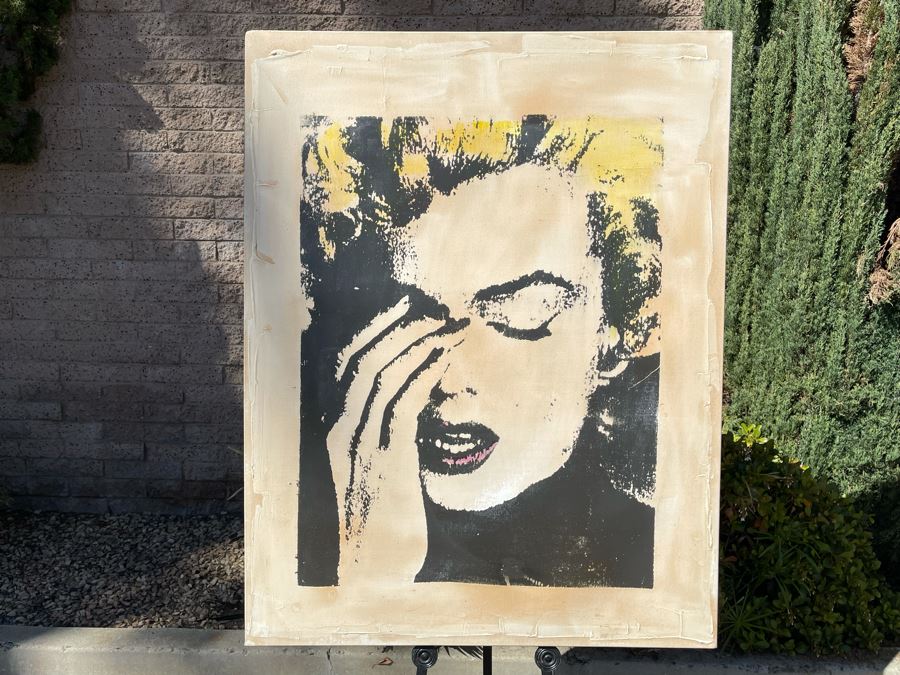 Large Patrick McCarthy Original Signed Silk Screen Mixed Media Artwork On Canvas Of Marilyn Monroe Pop Culture Art (Signed On Back L.A. 2000) 42.5 X 55 [Photo 3]