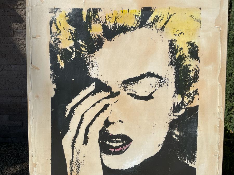 Large Patrick McCarthy Original Signed Silk Screen Mixed Media Artwork On Canvas Of Marilyn Monroe Pop Culture Art (Signed On Back L.A. 2000) 42.5 X 55 [Photo 6]