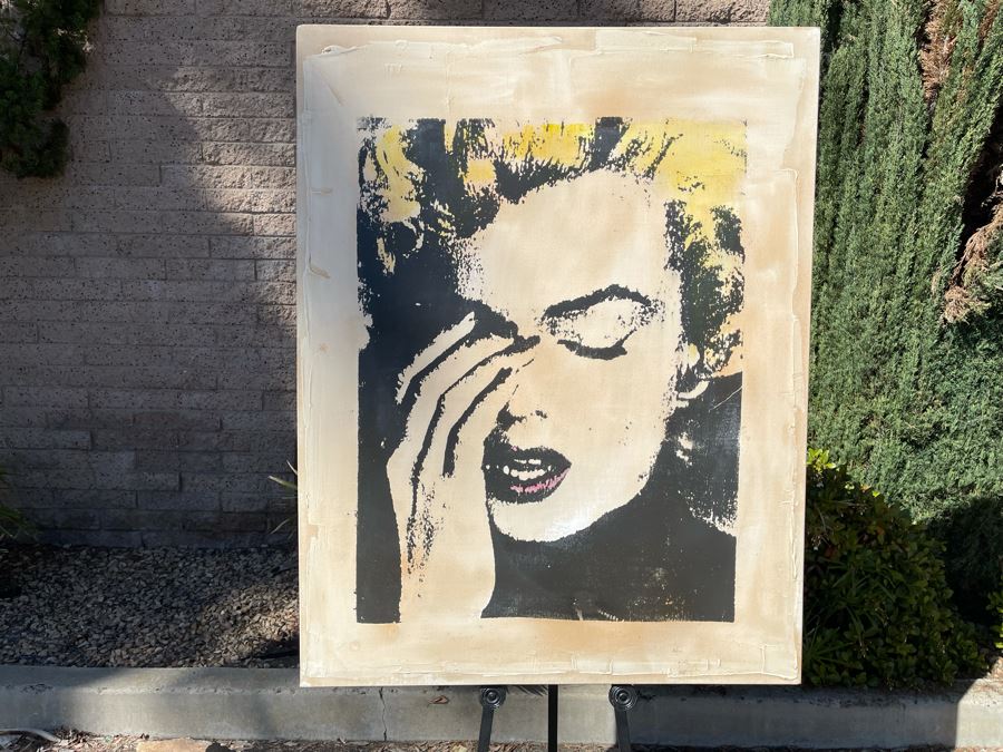 Large Patrick McCarthy Original Signed Silk Screen Mixed Media Artwork On Canvas Of Marilyn Monroe Pop Culture Art (Signed On Back L.A. 2000) 42.5 X 55 [Photo 2]