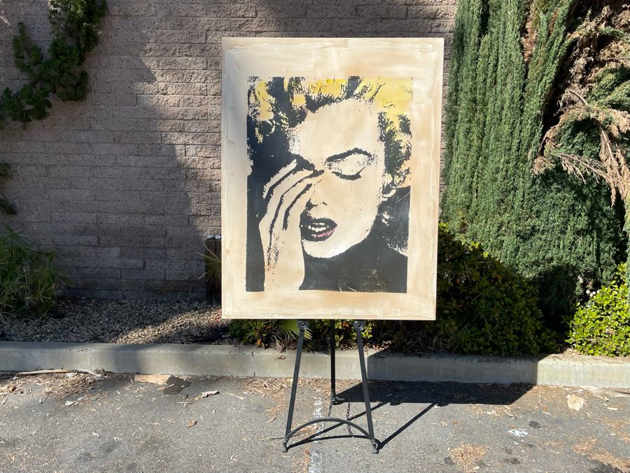 Large Patrick McCarthy Original Signed Silk Screen Mixed Media Artwork On Canvas Of Marilyn Monroe Pop Culture Art (Signed On Back L.A. 2000) 42.5 X 55 [Photo 4]