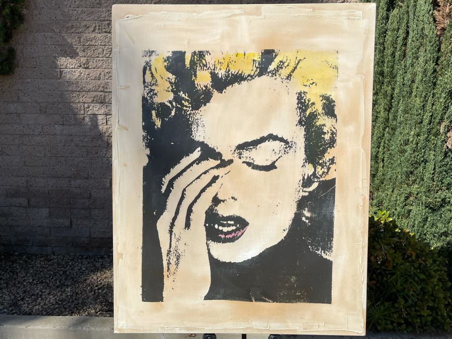 Large Patrick McCarthy Original Signed Silk Screen Mixed Media Artwork On Canvas Of Marilyn Monroe Pop Culture Art (Signed On Back L.A. 2000) 42.5 X 55 [Photo 1]