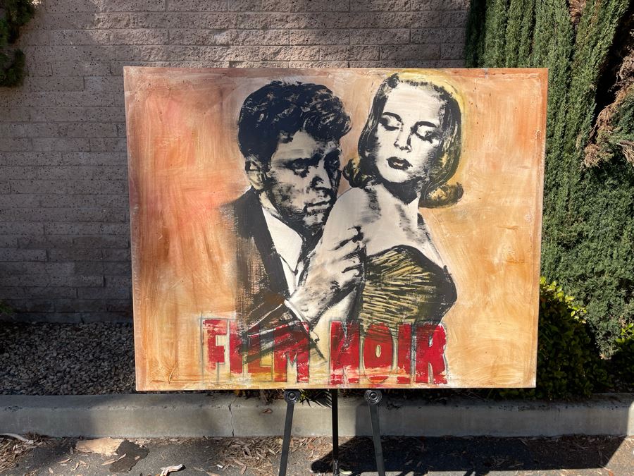 Large Patrick McCarthy Original Signed Silk Screen Mixed Media Artwork On Canvas Titled 'Film Noir' Pop Culture Art (Signed On Back L.A. 2000) 54.5 X 42.5 [Photo 2]