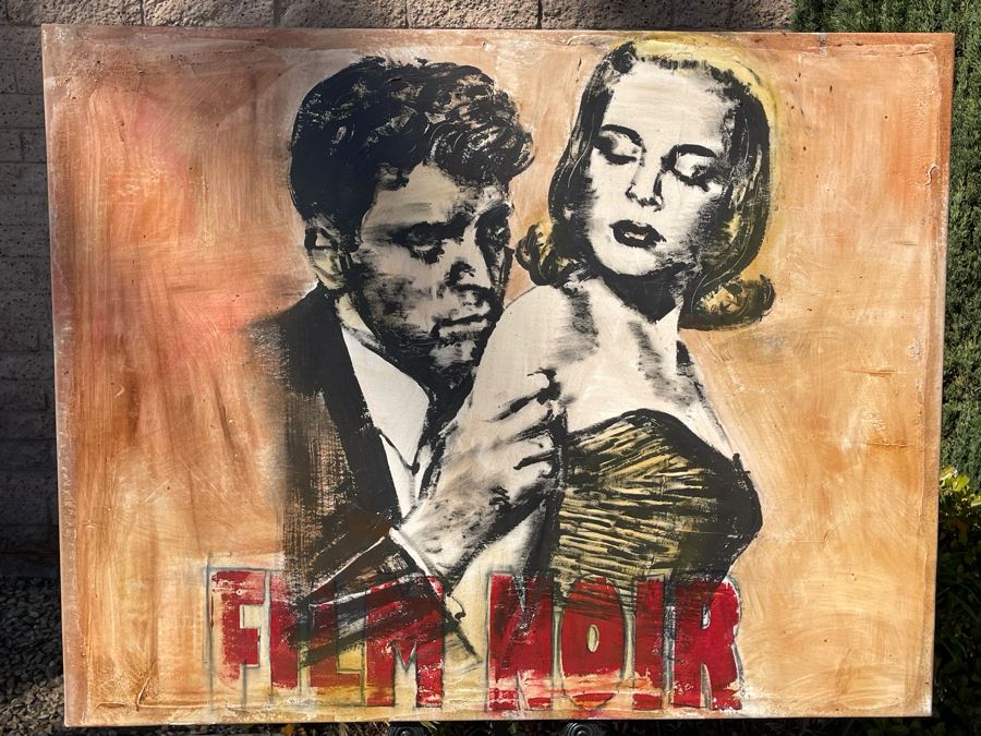 Large Patrick McCarthy Original Signed Silk Screen Mixed Media Artwork On Canvas Titled 'Film Noir' Pop Culture Art (Signed On Back L.A. 2000) 54.5 X 42.5 [Photo 1]